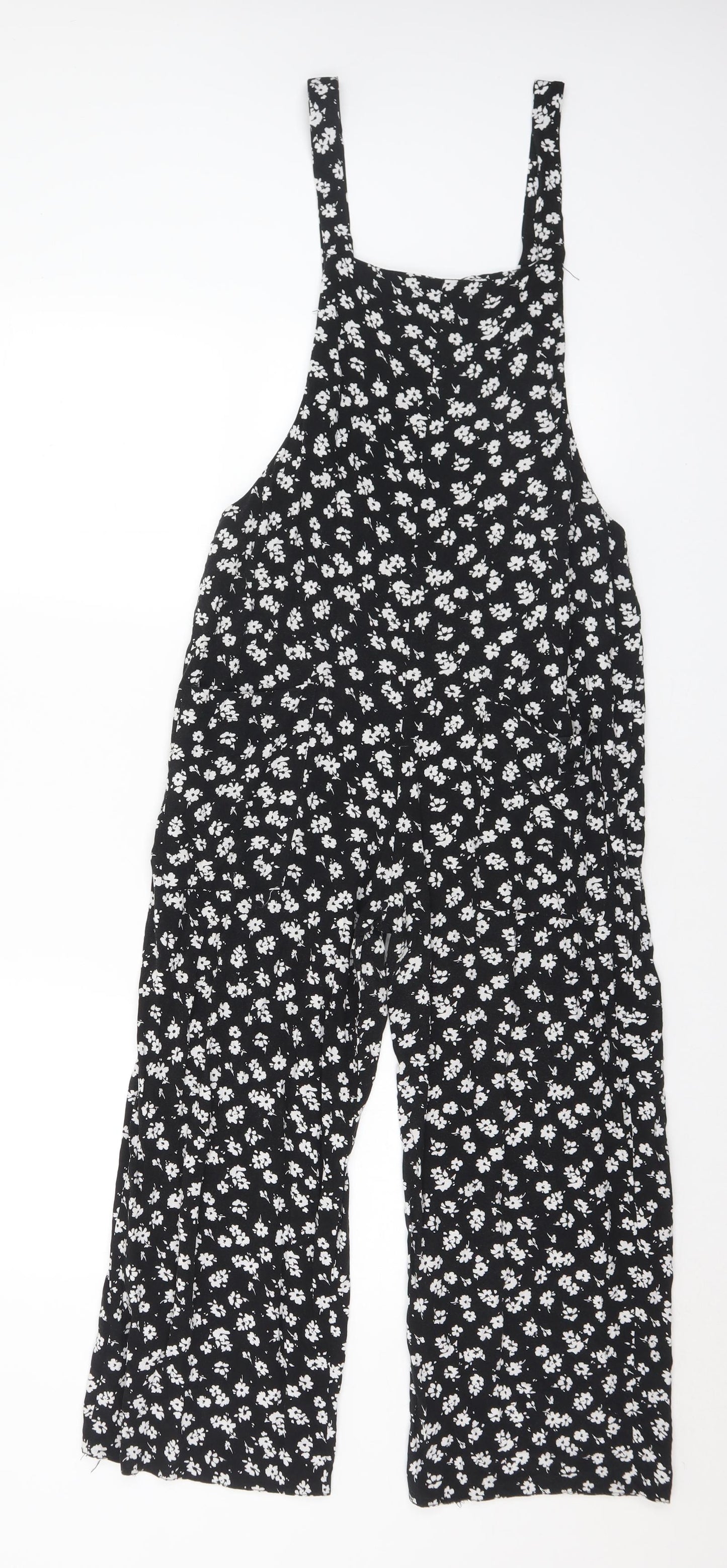 New Look Womens Black Flecked Viscose Dungaree One-Piece Size 8