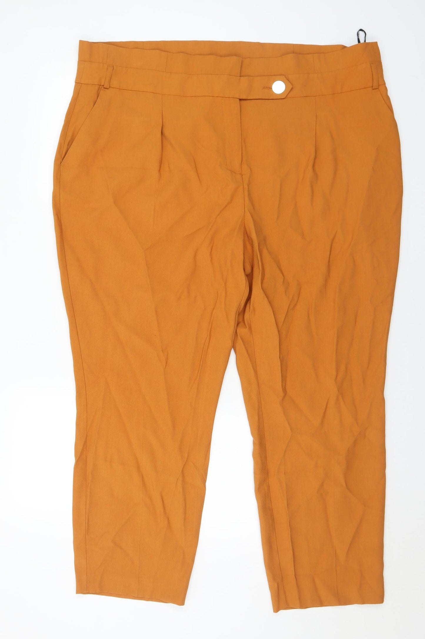 Dorothy Perkins Womens Yellow Viscose Trousers Size 22 L27 in Regular
