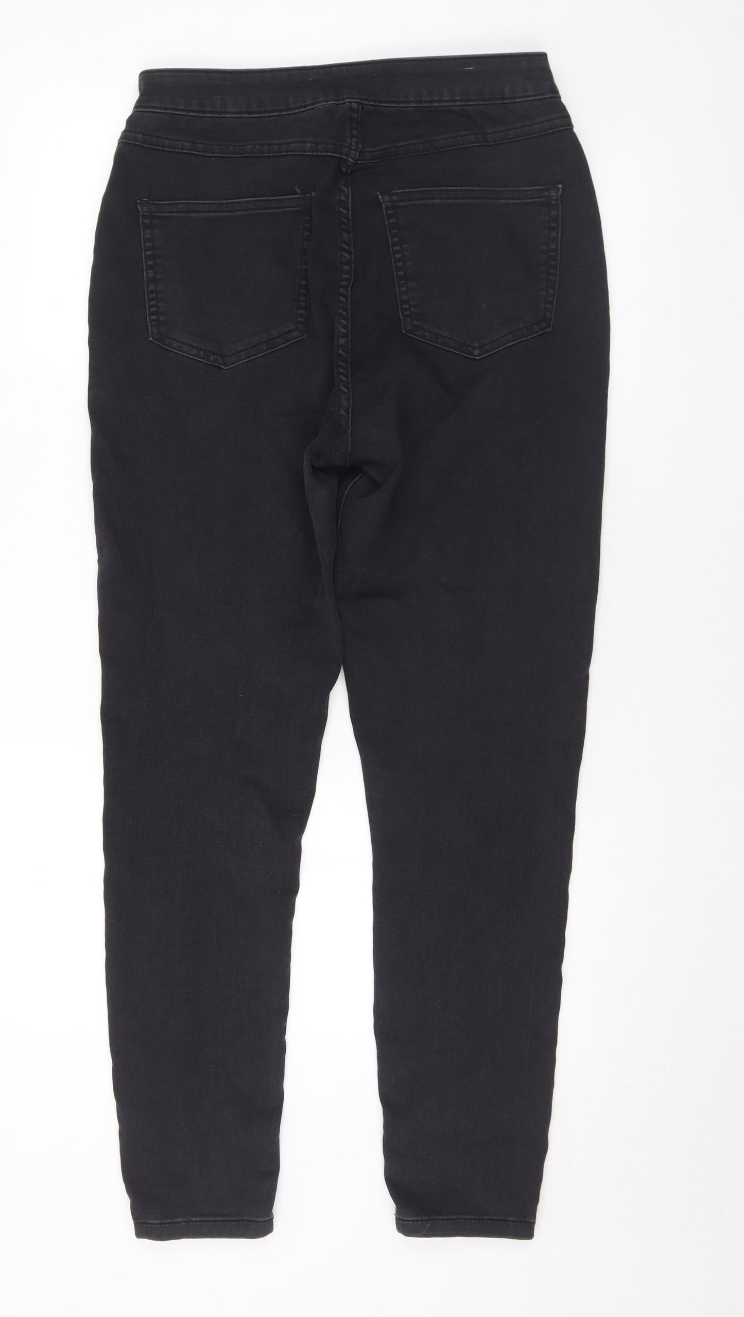 New Look Womens Black Cotton Tapered Jeans Size 14 L29 in Regular