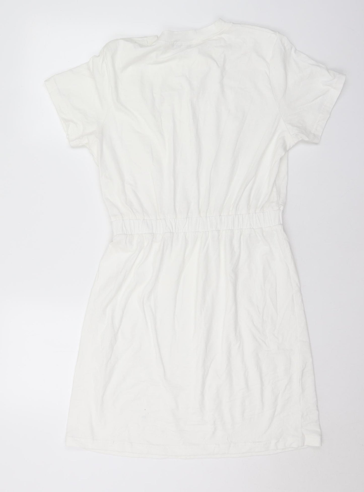 In the Style Womens White Cotton T-Shirt Dress Size 12 Crew Neck