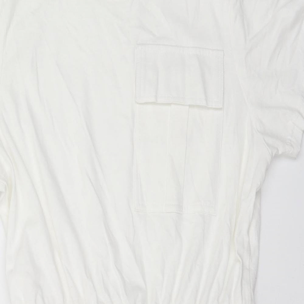 In the Style Womens White Cotton T-Shirt Dress Size 12 Crew Neck