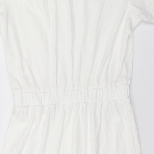 In the Style Womens White Cotton T-Shirt Dress Size 12 Crew Neck