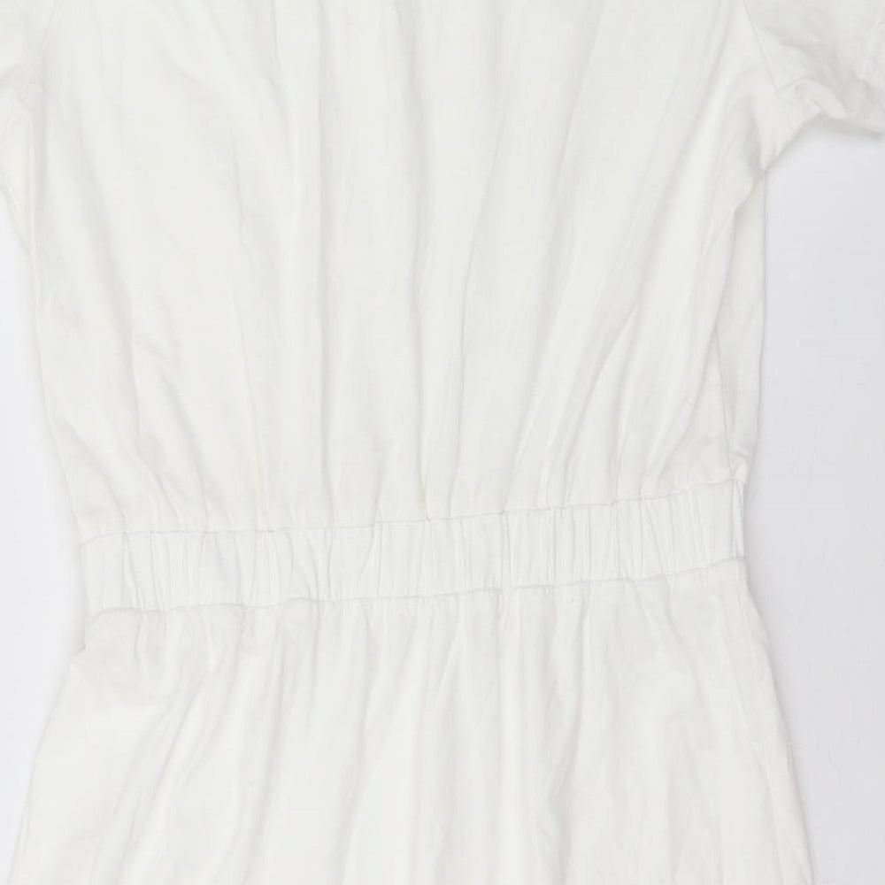 In the Style Womens White Cotton T-Shirt Dress Size 12 Crew Neck