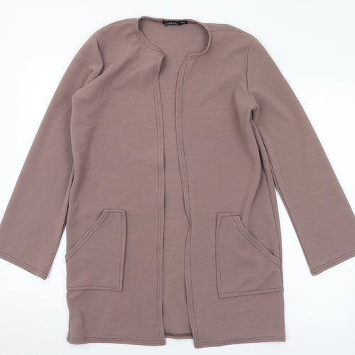 Boohoo Womens Brown Round Neck Polyester Cardigan Jumper Size M - M/L