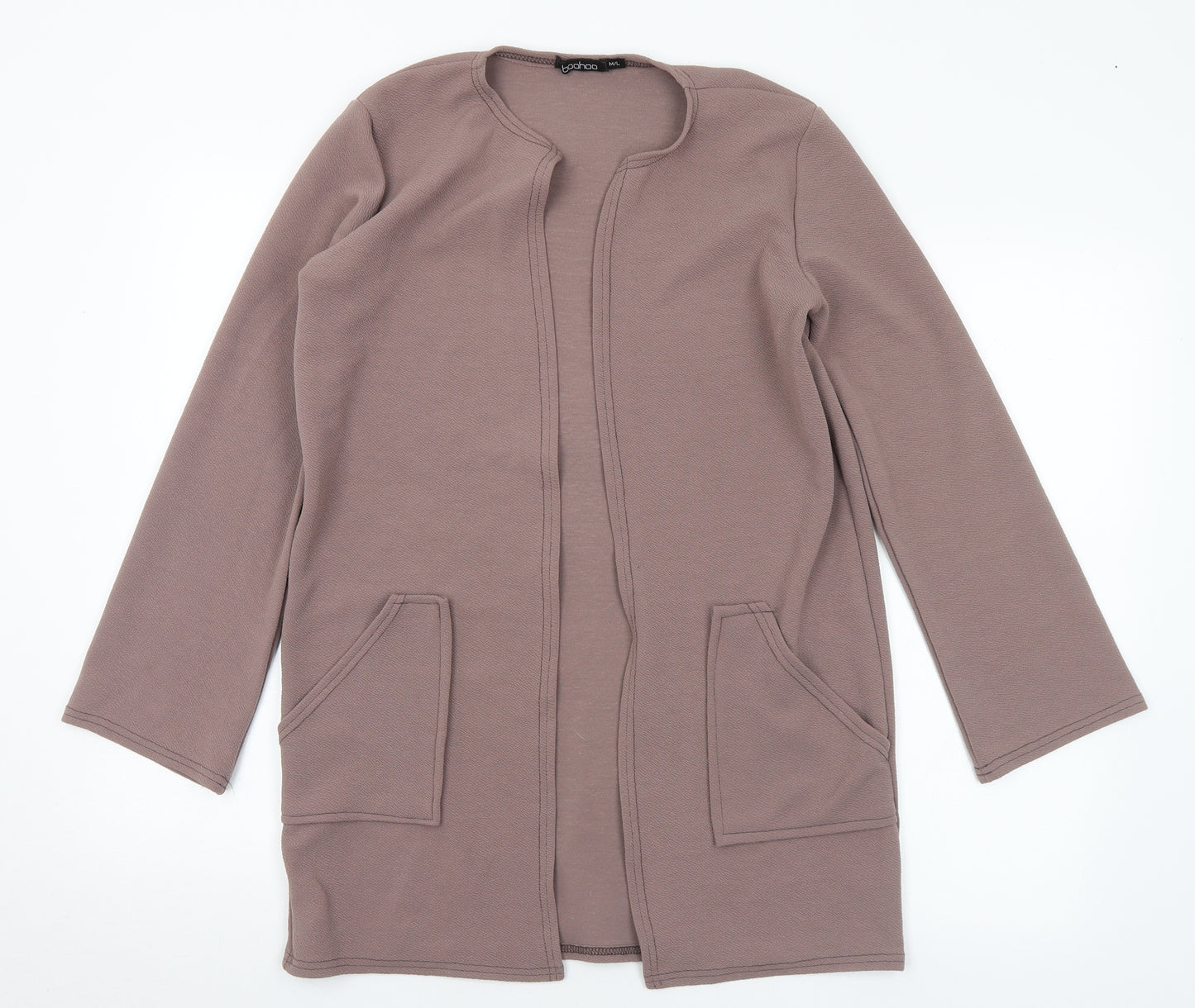 Boohoo Womens Brown Round Neck Polyester Cardigan Jumper Size M - M/L