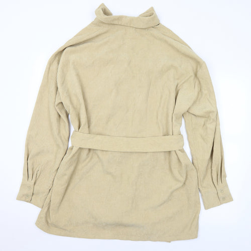 PRETTYLITTLETHING Womens Beige Polyester Shirt Dress Size 12 Collared