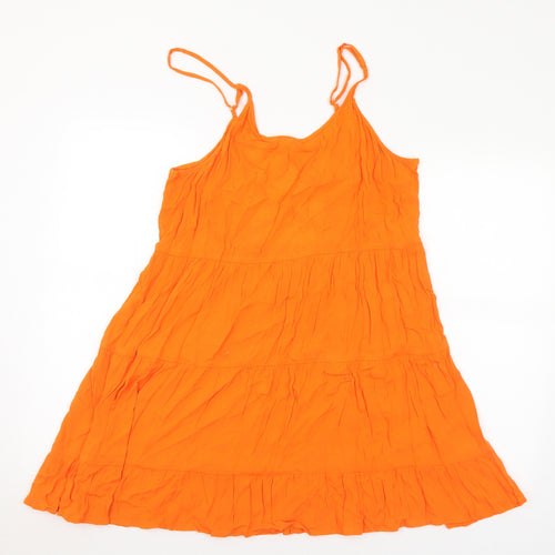George Womens Orange Viscose A-Line Size M Round Neck