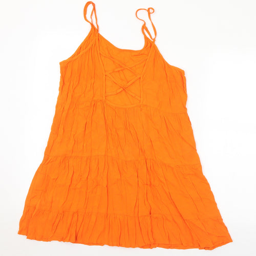 George Womens Orange Viscose A-Line Size M Round Neck