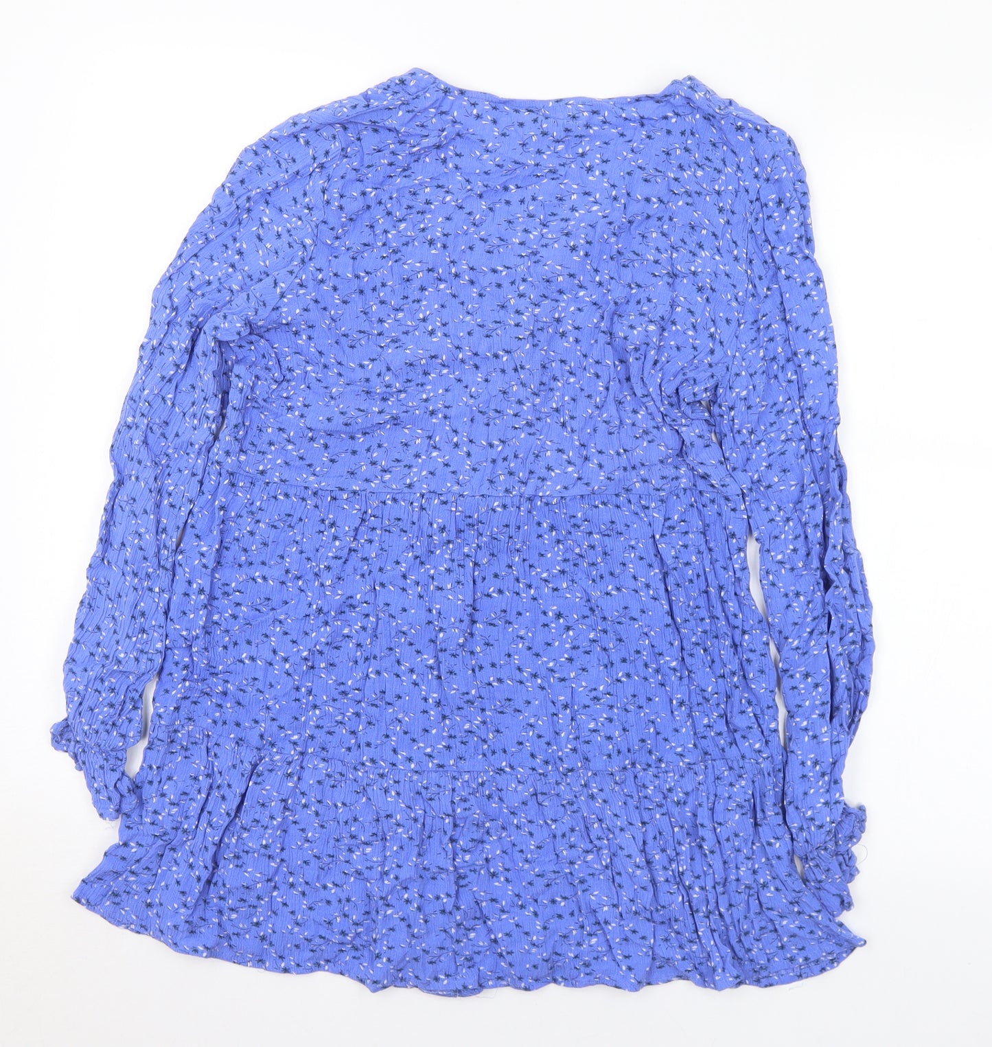 In the Style Womens Blue Floral Polyester Tunic Blouse Size 10 V-Neck