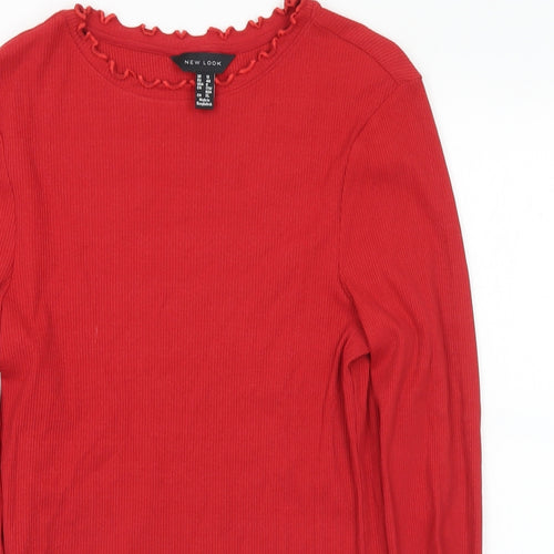 New Look Womens Red Cotton Basic T-Shirt Size 12 Round Neck