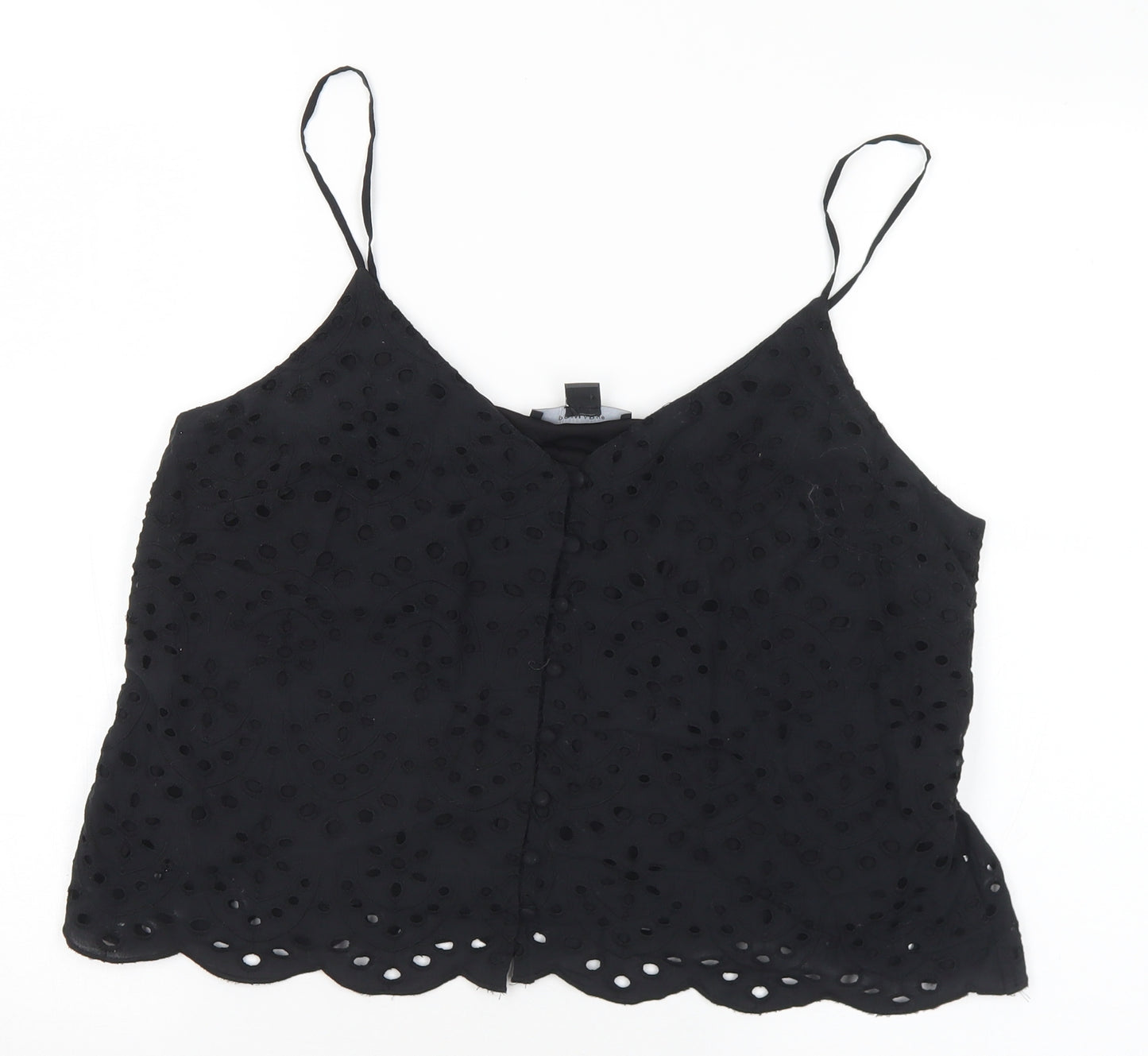 Primark Womens Black Cotton Camisole Tank Size 14 V-Neck