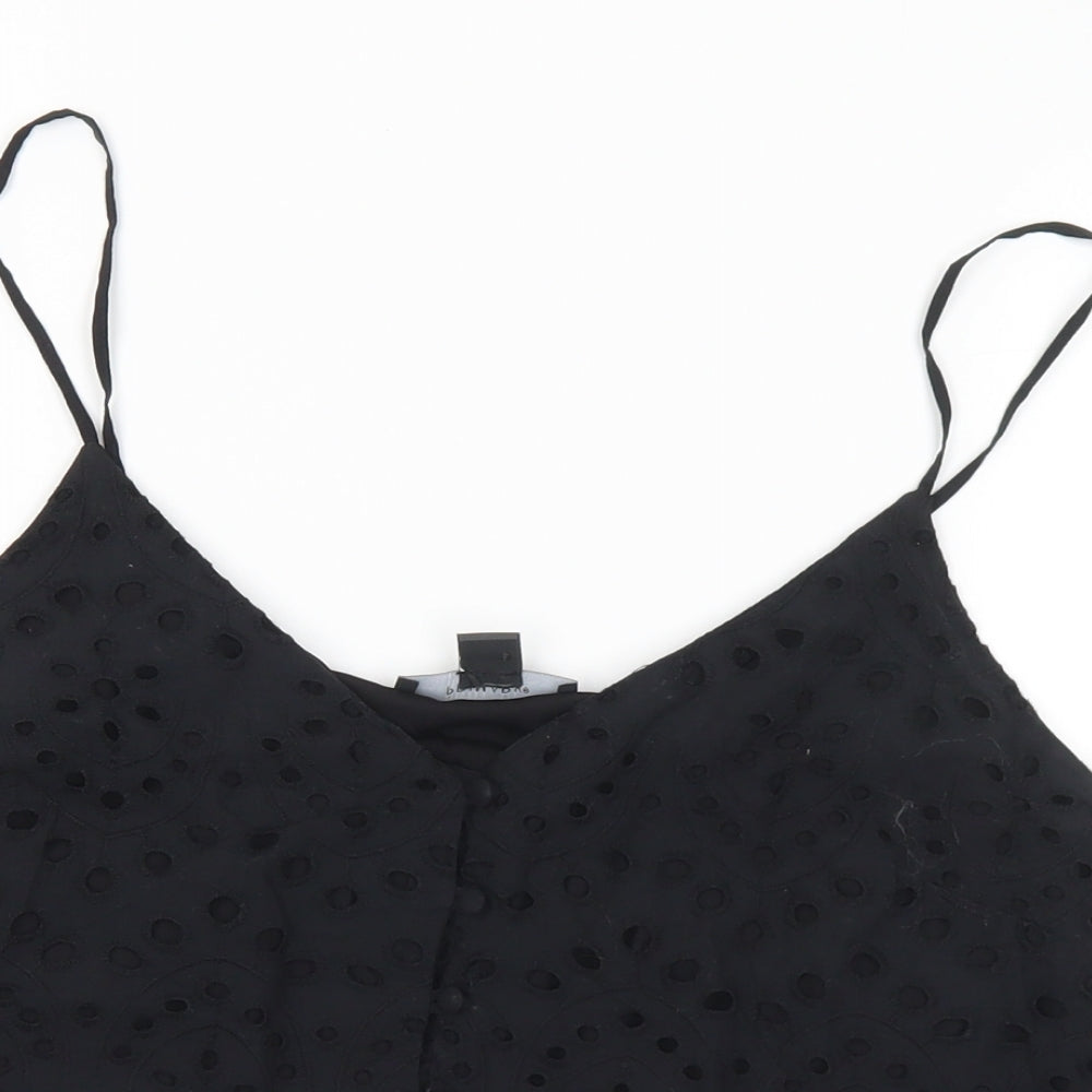 Primark Womens Black Cotton Camisole Tank Size 14 V-Neck