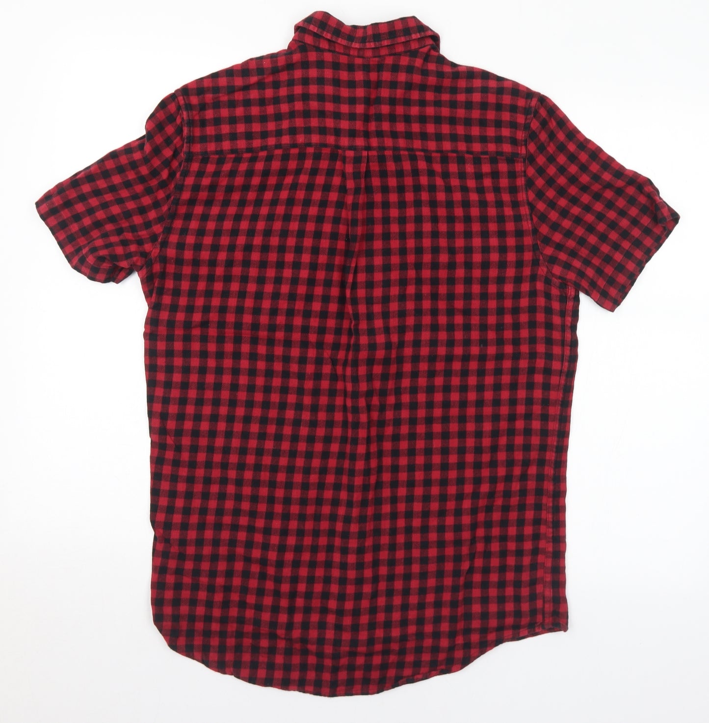 Topman Mens Red Check Cotton Button-Up Size M Collared Button