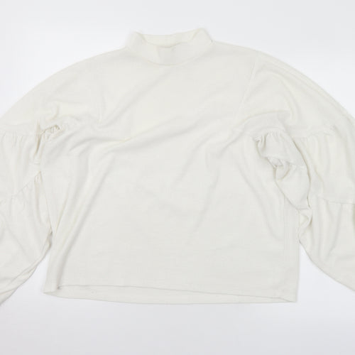 Zara Womens White Polyester Basic Blouse Size M Mock Neck
