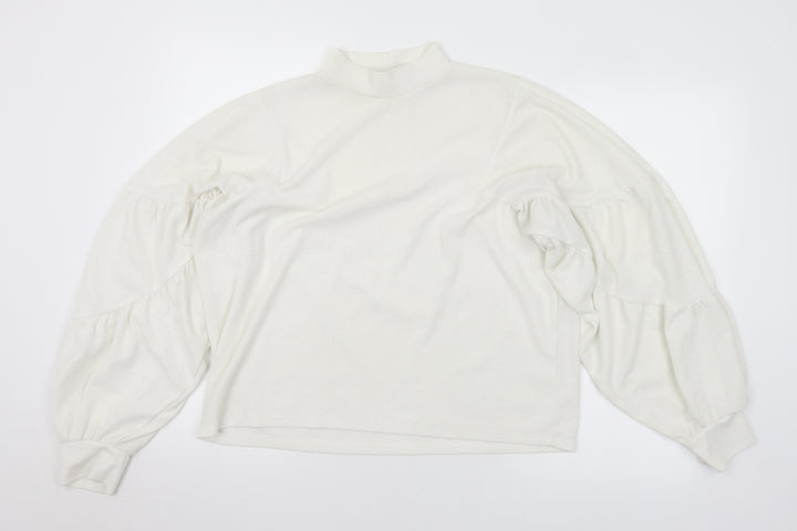 Zara Womens White Polyester Basic Blouse Size M Mock Neck