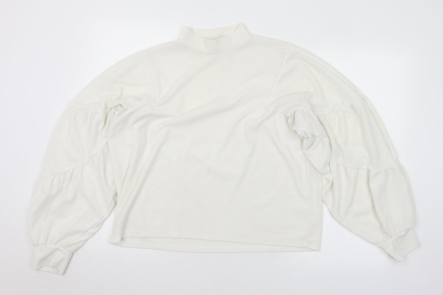 Zara Womens White Polyester Basic Blouse Size M Mock Neck