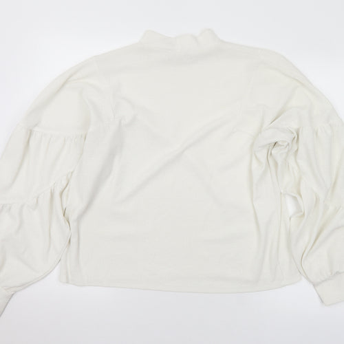 Zara Womens White Polyester Basic Blouse Size M Mock Neck
