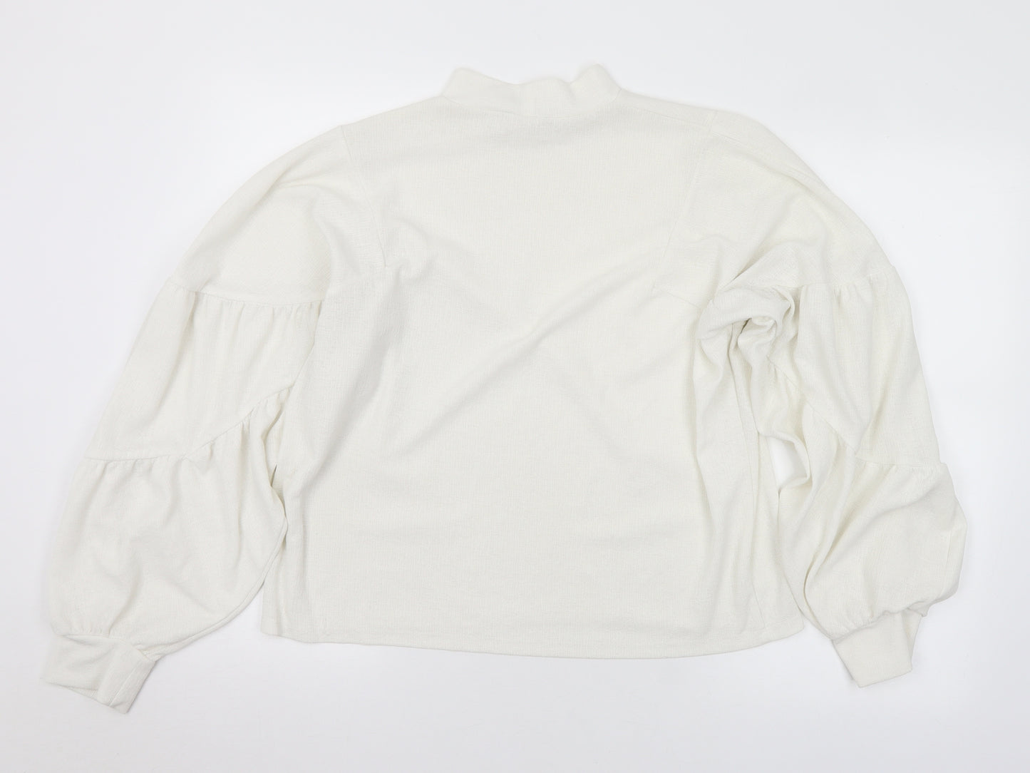 Zara Womens White Polyester Basic Blouse Size M Mock Neck