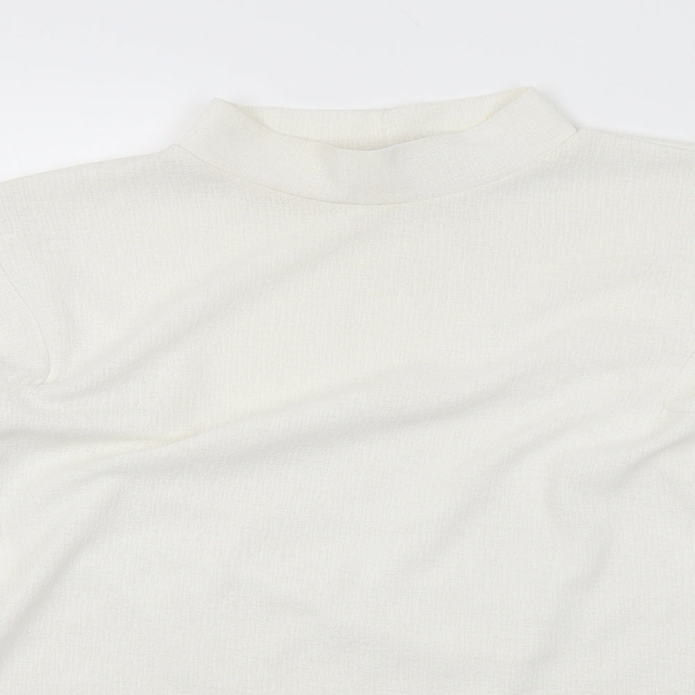 Zara Womens White Polyester Basic Blouse Size M Mock Neck