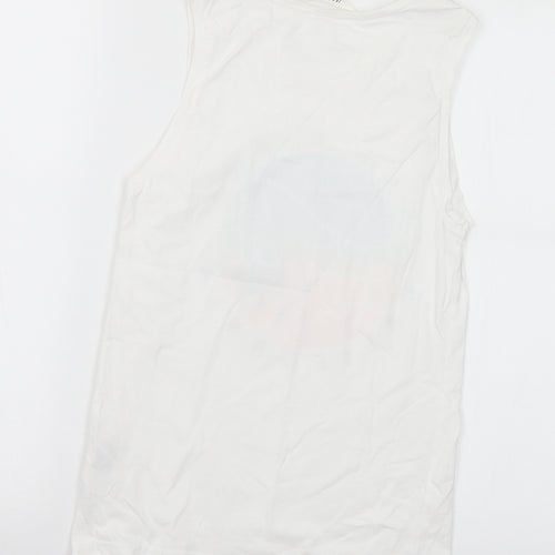 H&M Boys White Cotton Basic T-Shirt Size 10 Years Round Neck - California