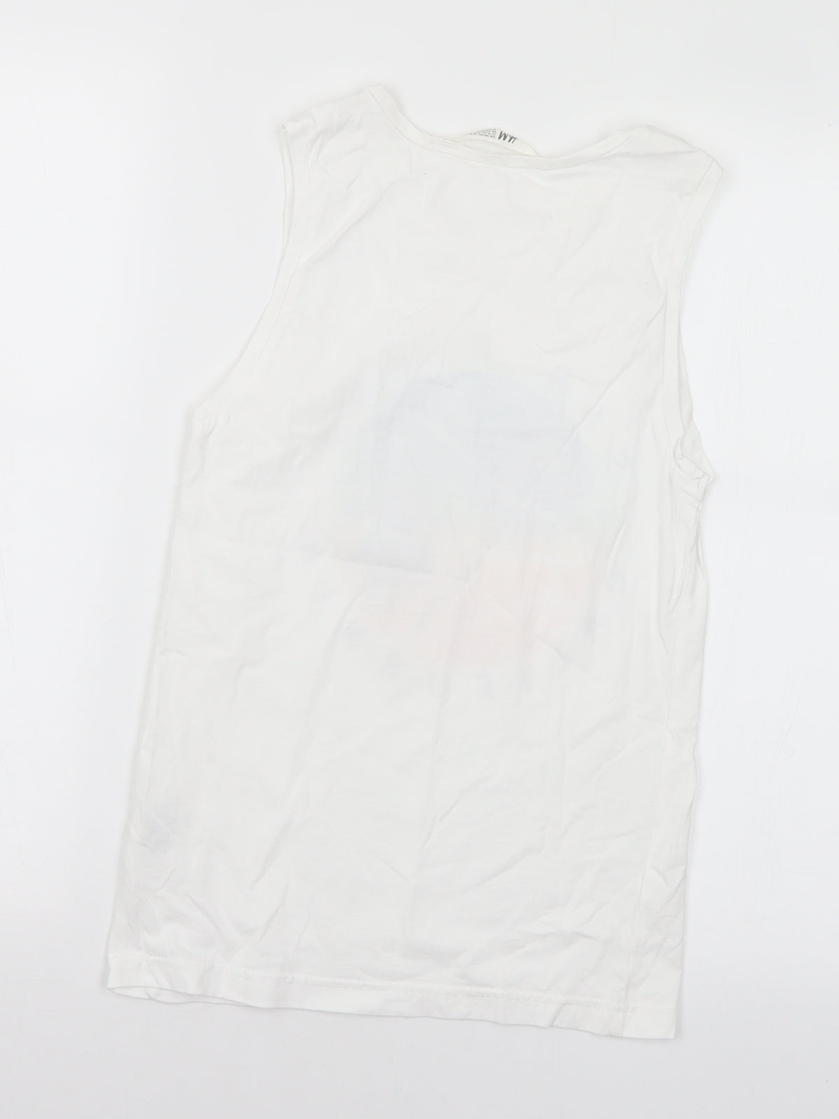 H&M Boys White Cotton Basic T-Shirt Size 10 Years Round Neck - California