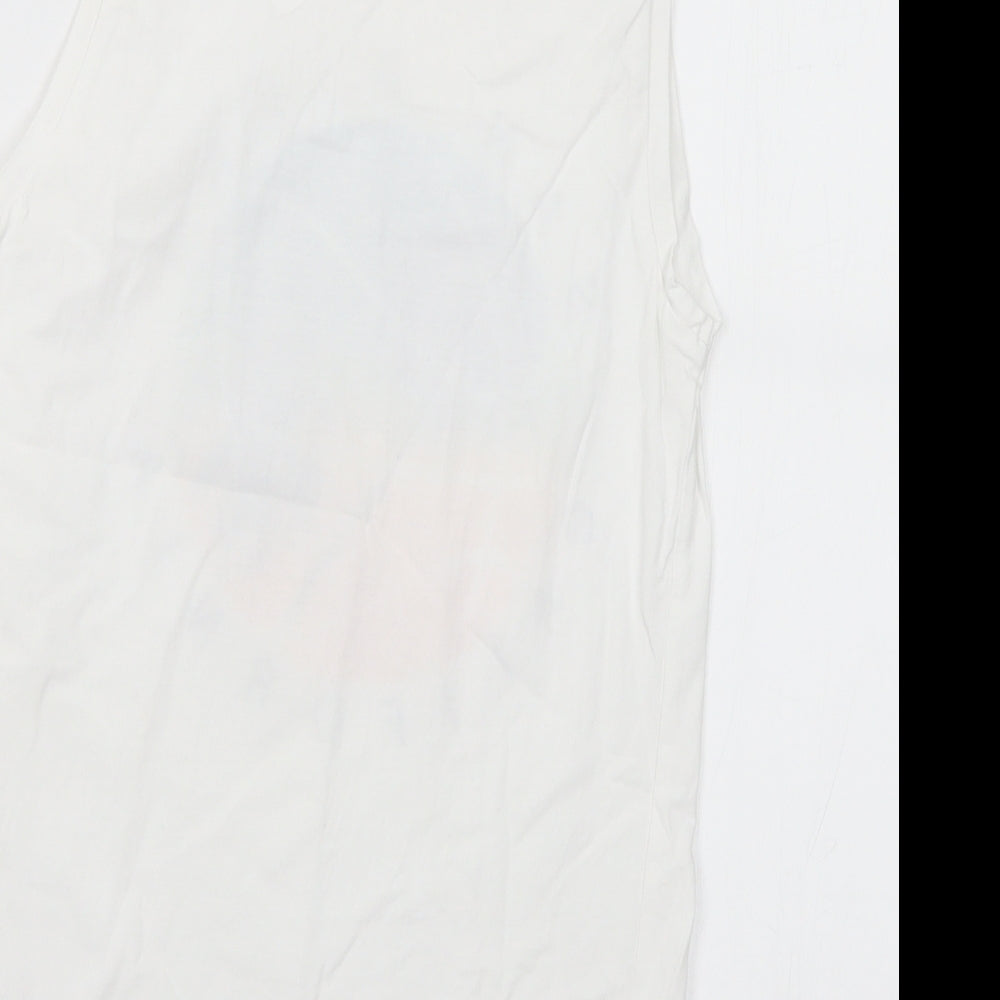 H&M Boys White Cotton Basic T-Shirt Size 10 Years Round Neck - California