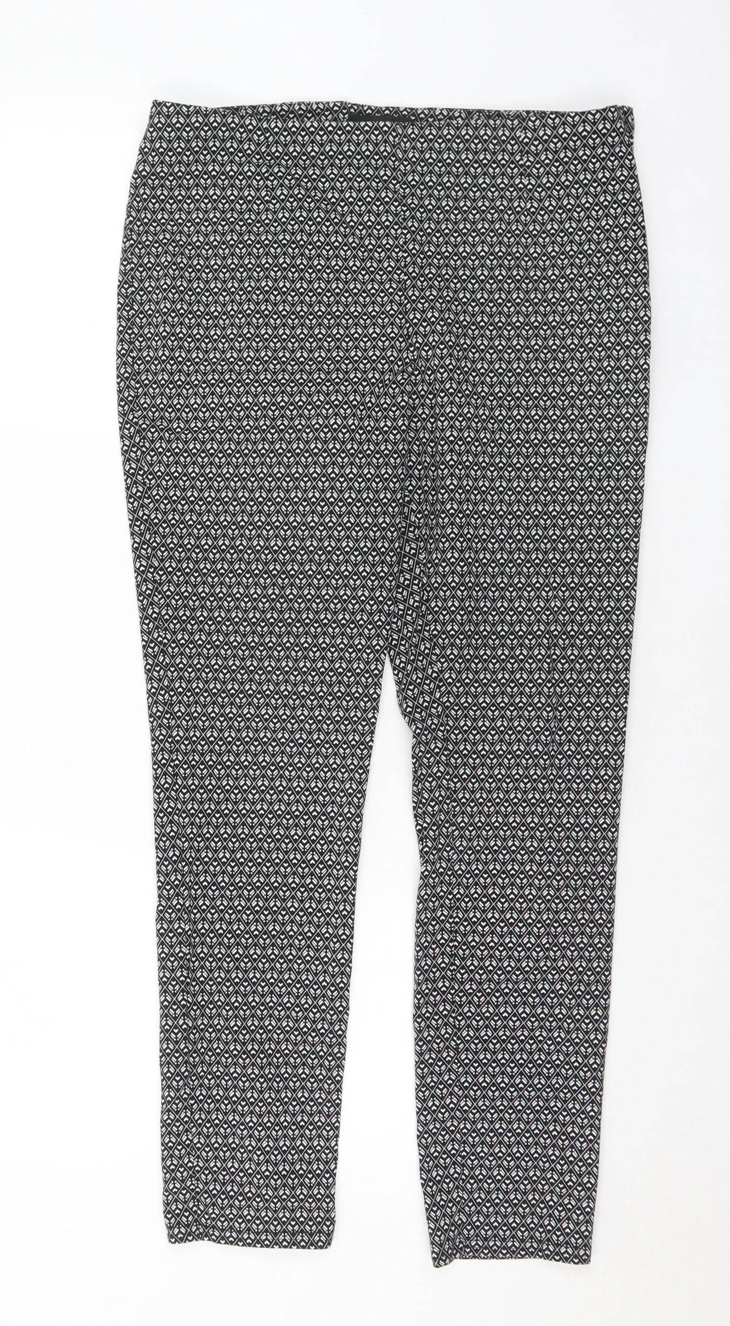 Atmosphere Womens Black Geometric Viscose Trousers Size 14 L27 in Regular