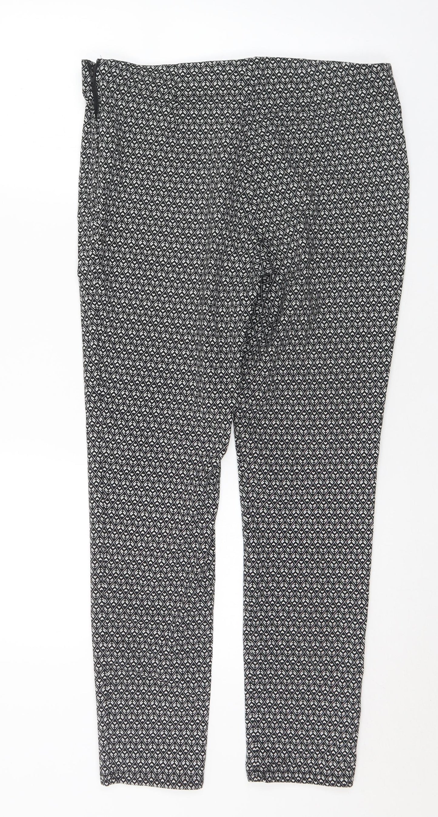 Atmosphere Womens Black Geometric Viscose Trousers Size 14 L27 in Regular