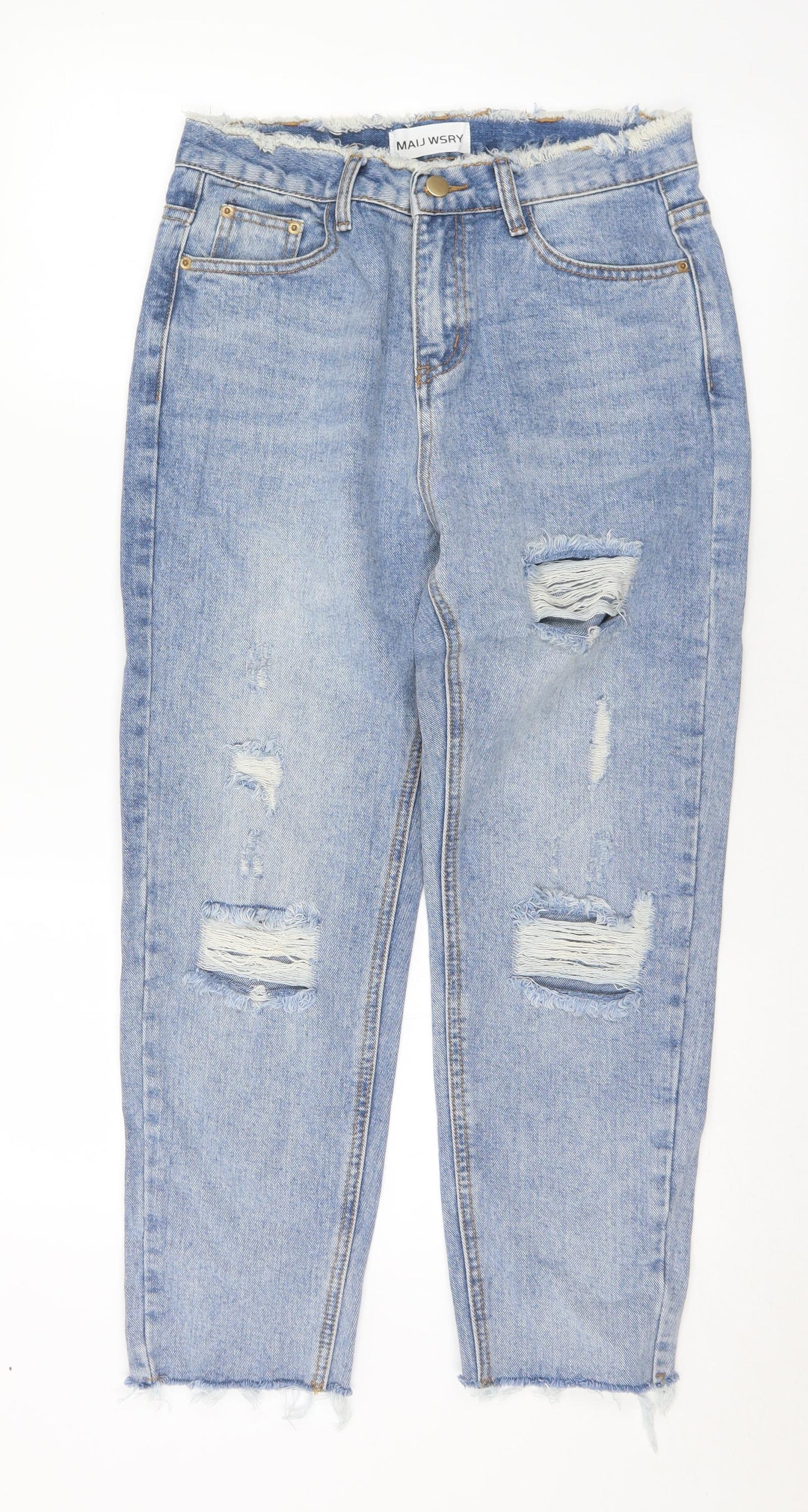 MAIJ WSRY Womens Blue Cotton Mom Jeans Size 12 L24 in Regular Button