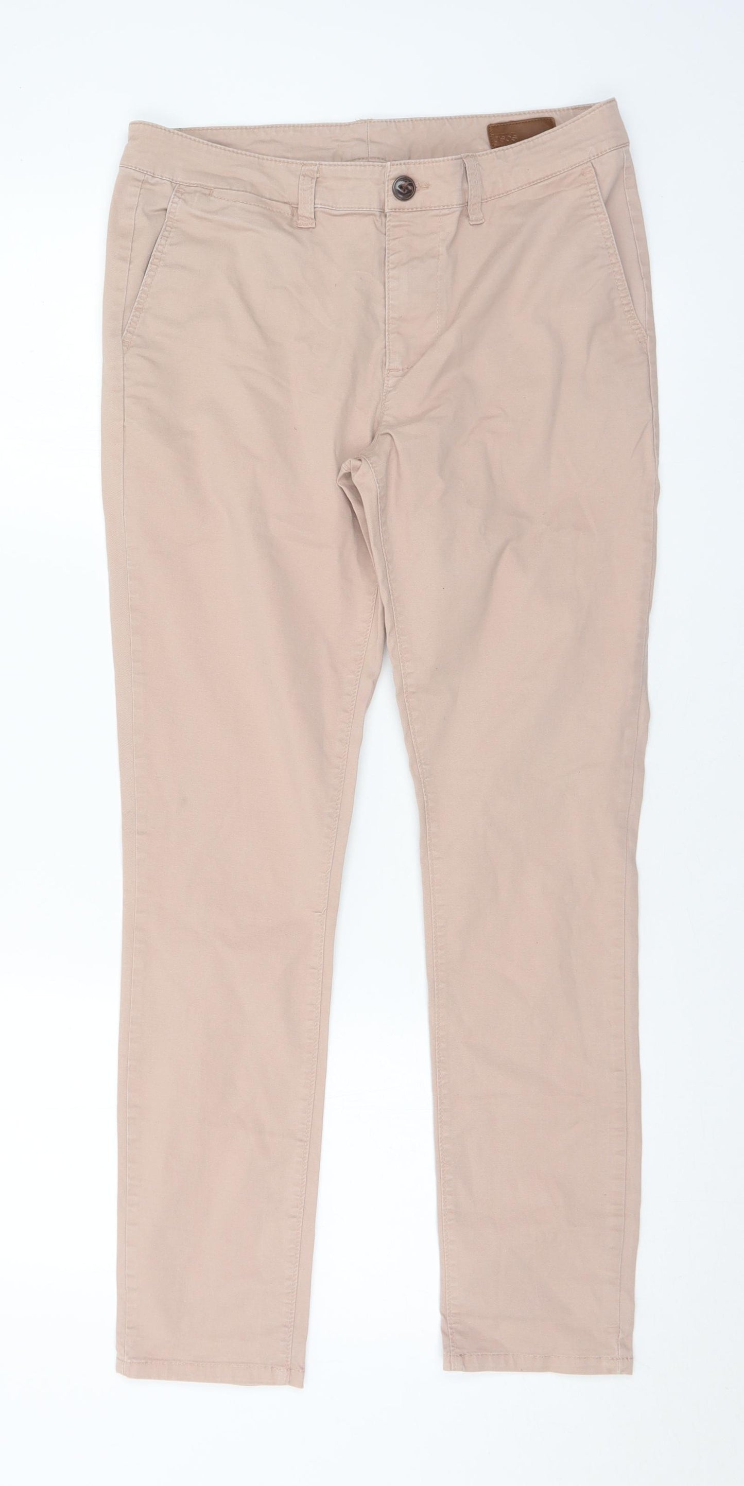 ASOS Mens Pink Cotton Chino Trousers Size 30 in L28 in Regular Zip