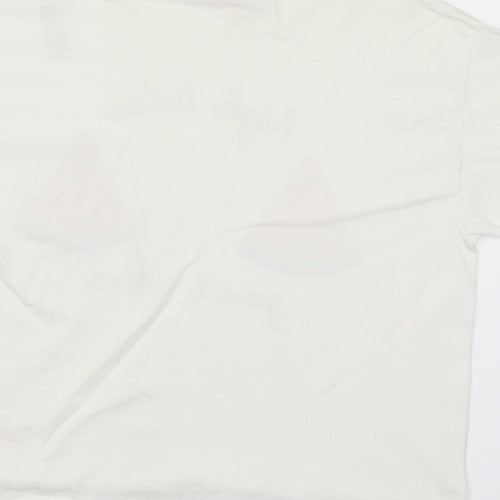 Miss Selfridge Womens White Polyester Basic T-Shirt Size M Crew Neck - High tides, good vibes