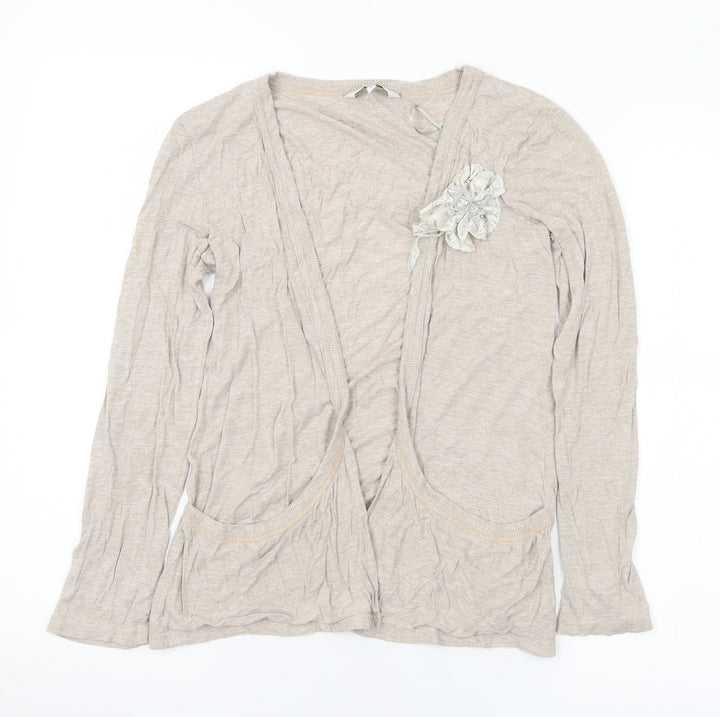 New Look Womens Beige V-Neck Viscose Cardigan Jumper Size 10