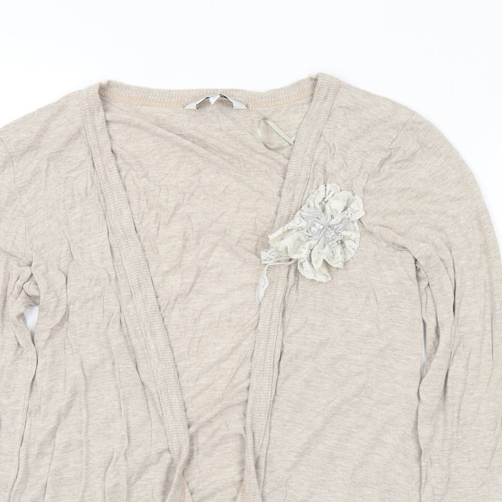 New Look Womens Beige V-Neck Viscose Cardigan Jumper Size 10