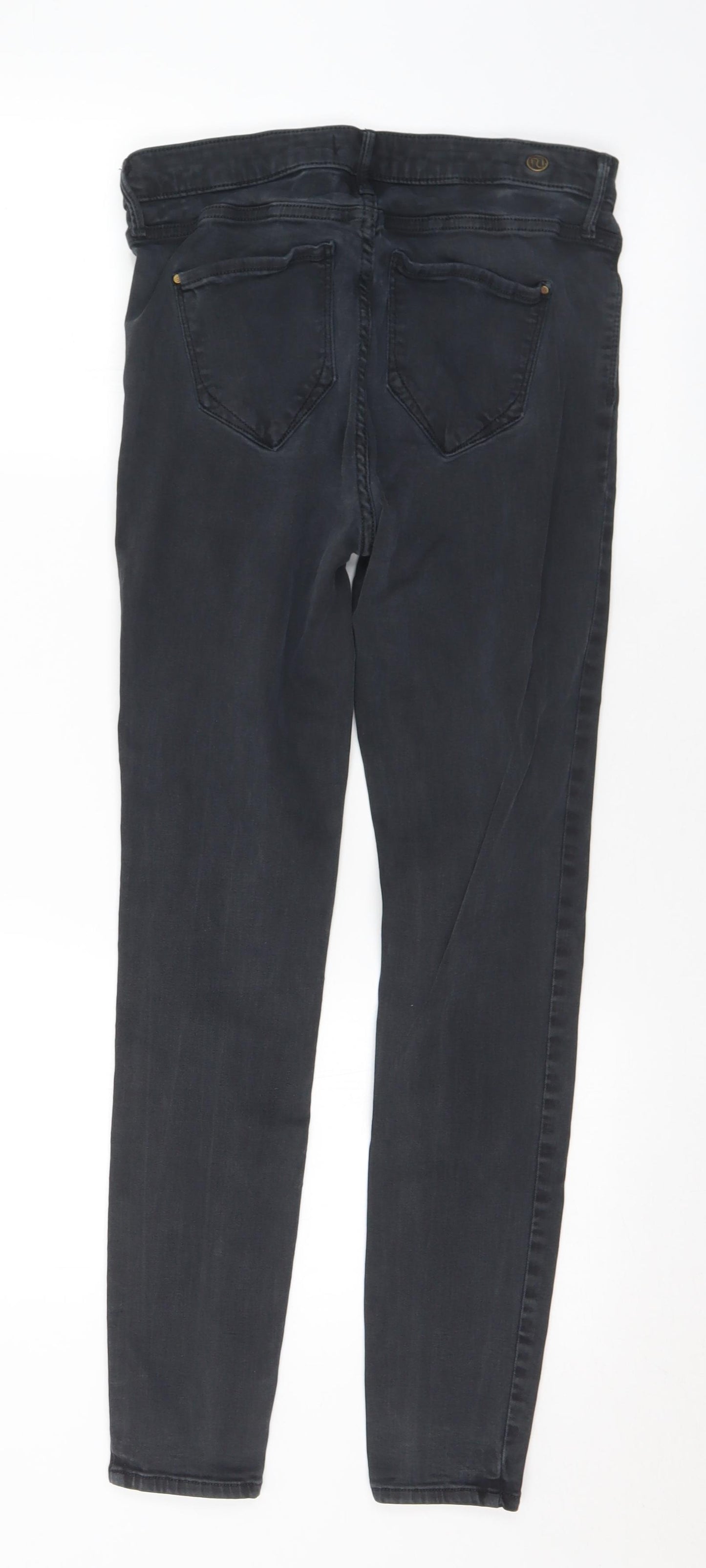 River Island Womens Black Cotton Skinny Jeans Size 14 L27 in Regular Button