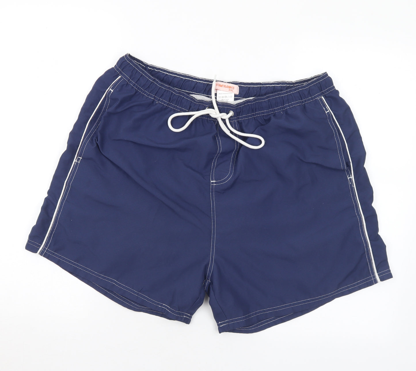 Tom Franks Mens Blue Polyester Sweat Shorts Size 2XL Regular Drawstring - Swim Shorts