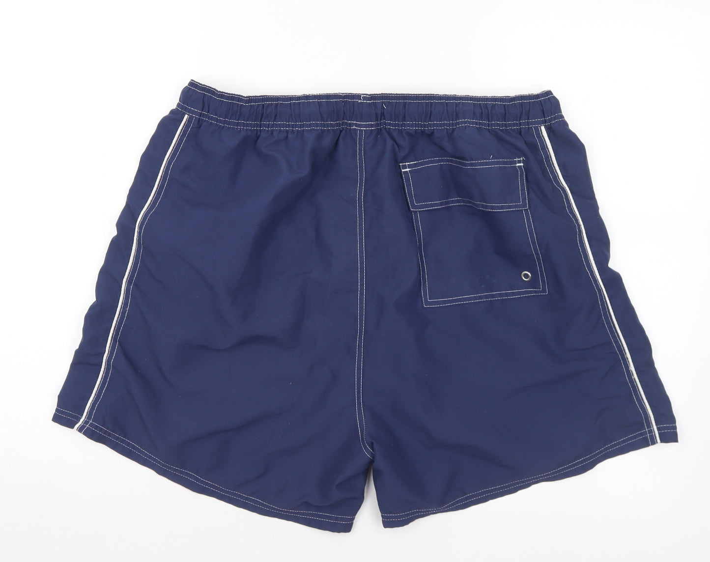 Tom Franks Mens Blue Polyester Sweat Shorts Size 2XL Regular Drawstring - Swim Shorts