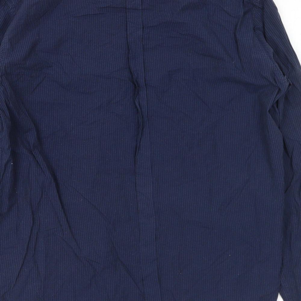 Ben Sherman Mens Blue Striped Cotton Button-Up Size XL Collared Button