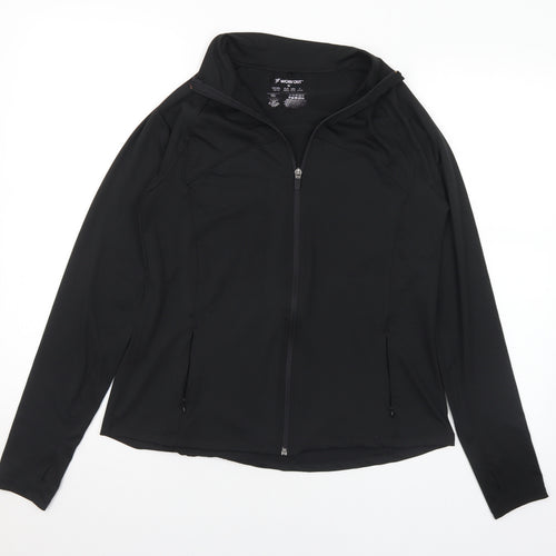 Workout Womens Black Jacket Size 12 Zip - 12-14