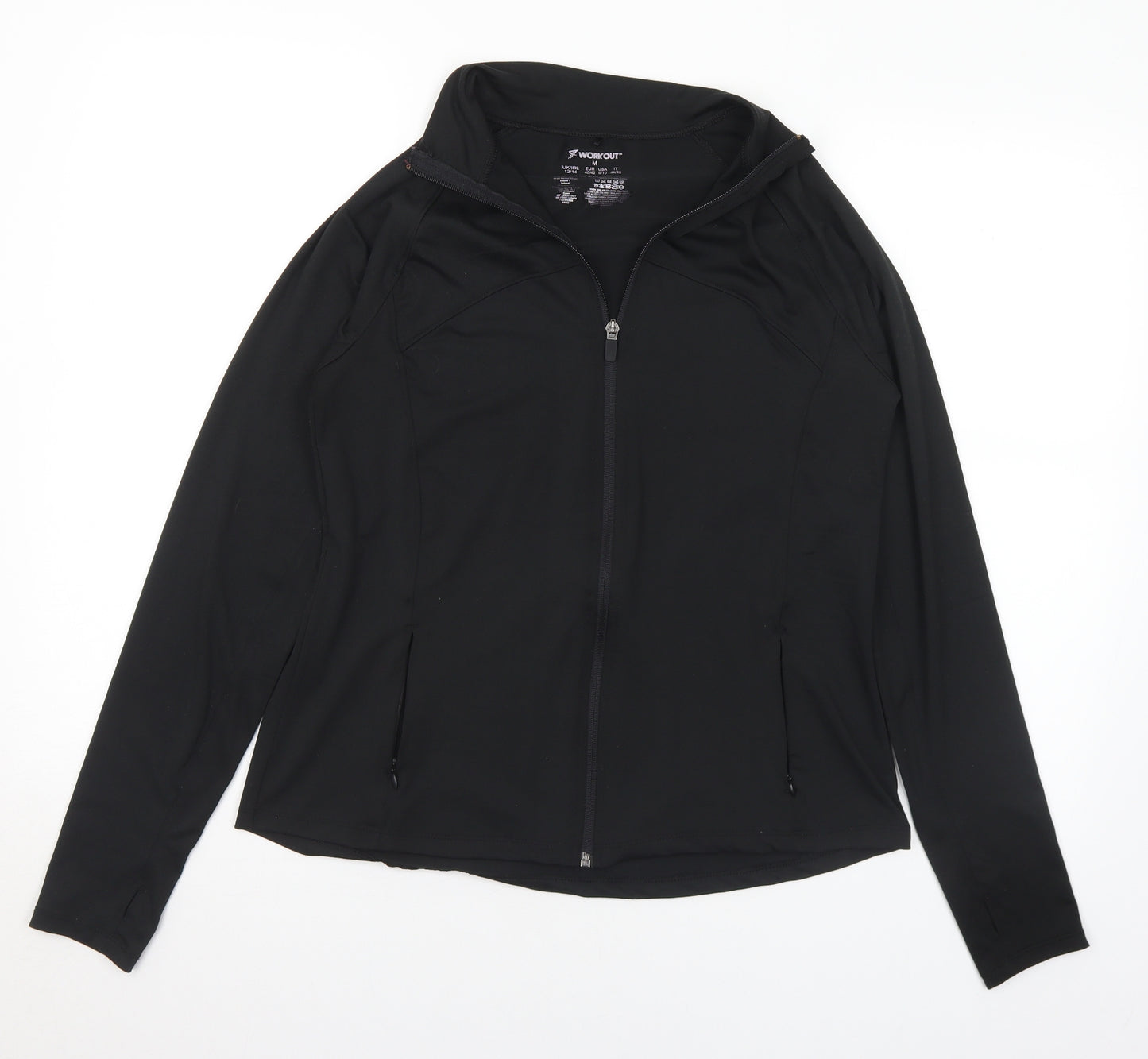 Workout Womens Black Jacket Size 12 Zip - 12-14