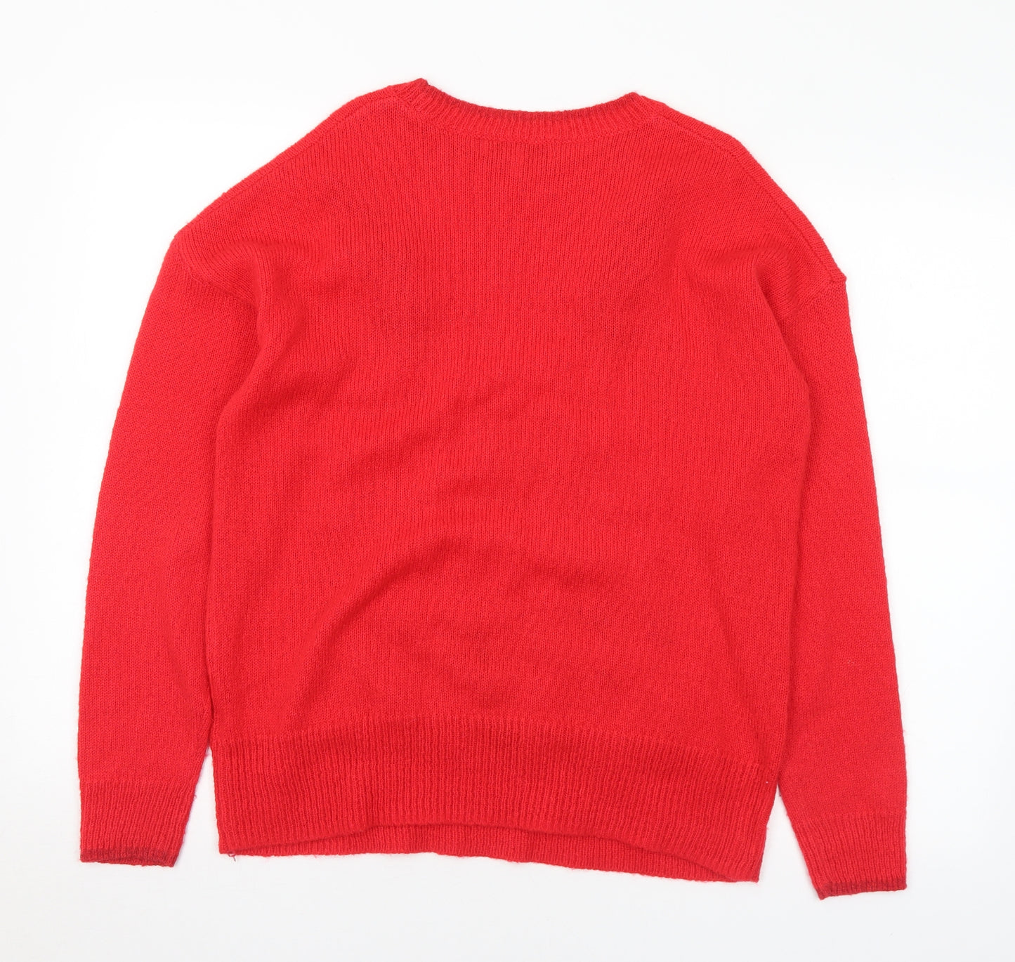 NEXT Womens Red Crew Neck Acrylic Pullover Jumper Size 12 - Christmas