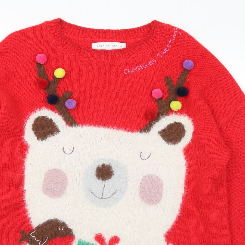 NEXT Womens Red Crew Neck Acrylic Pullover Jumper Size 12 - Christmas