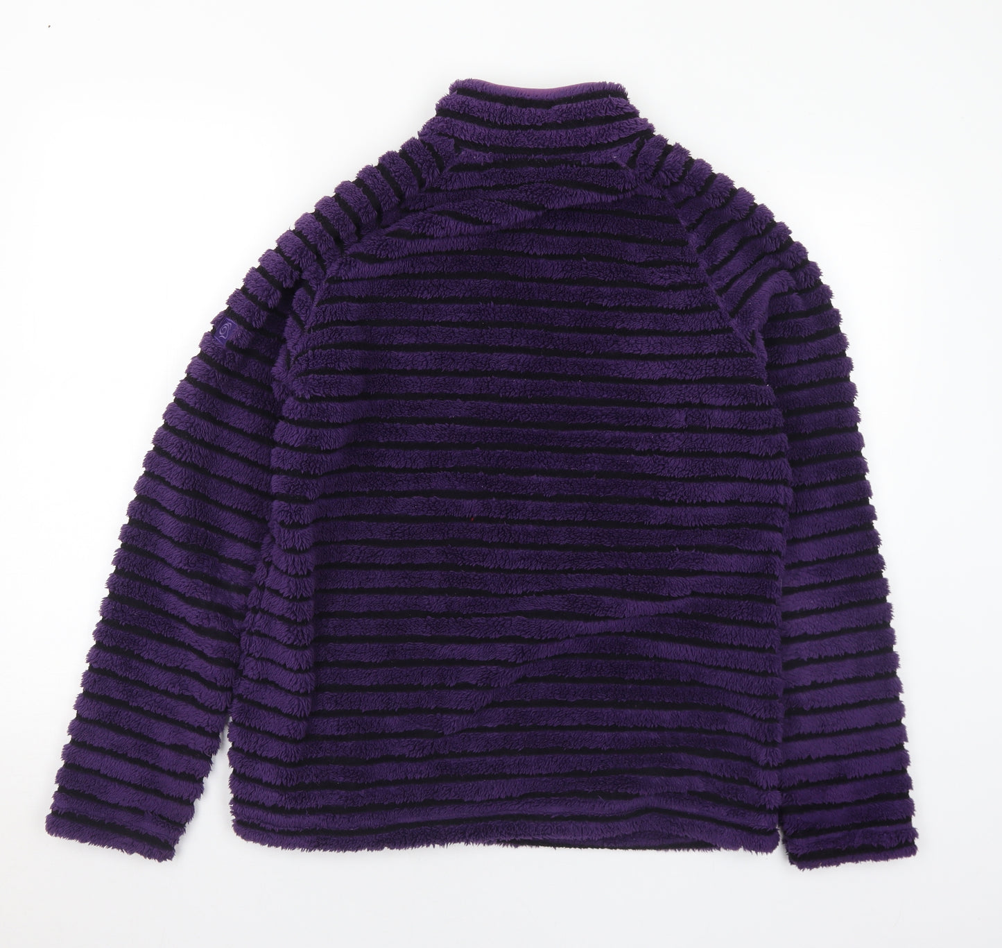 Craghoppers Womens Purple Mock Neck Striped Polyester Pullover Jumper Size 12