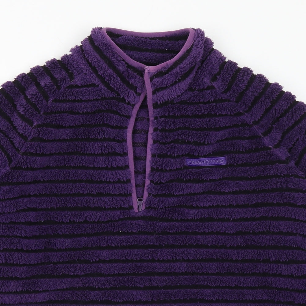 Craghoppers Womens Purple Mock Neck Striped Polyester Pullover Jumper Size 12