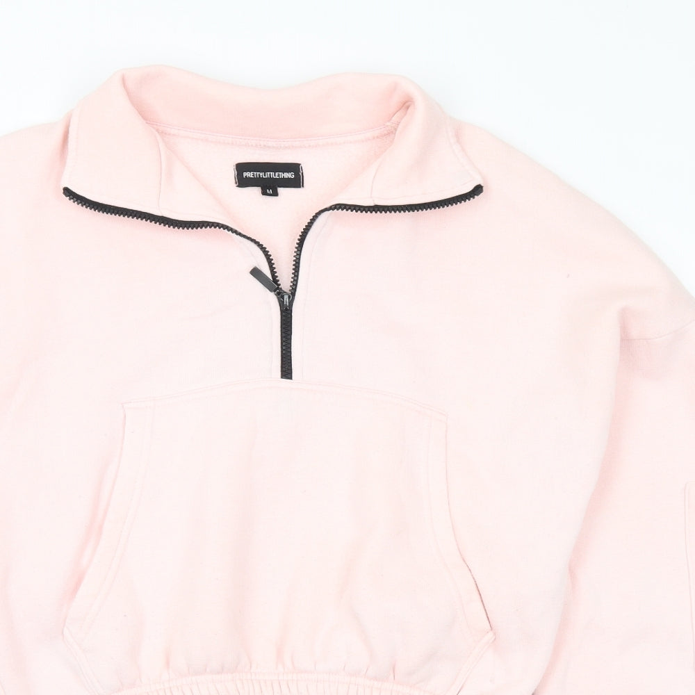 PRETTYLITTLETHING Womens Pink Polyester Pullover Sweatshirt Size M Zip