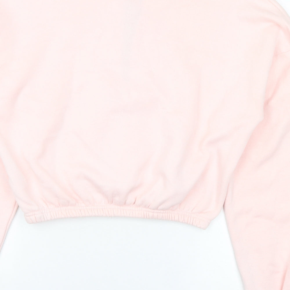 PRETTYLITTLETHING Womens Pink Polyester Pullover Sweatshirt Size M Zip