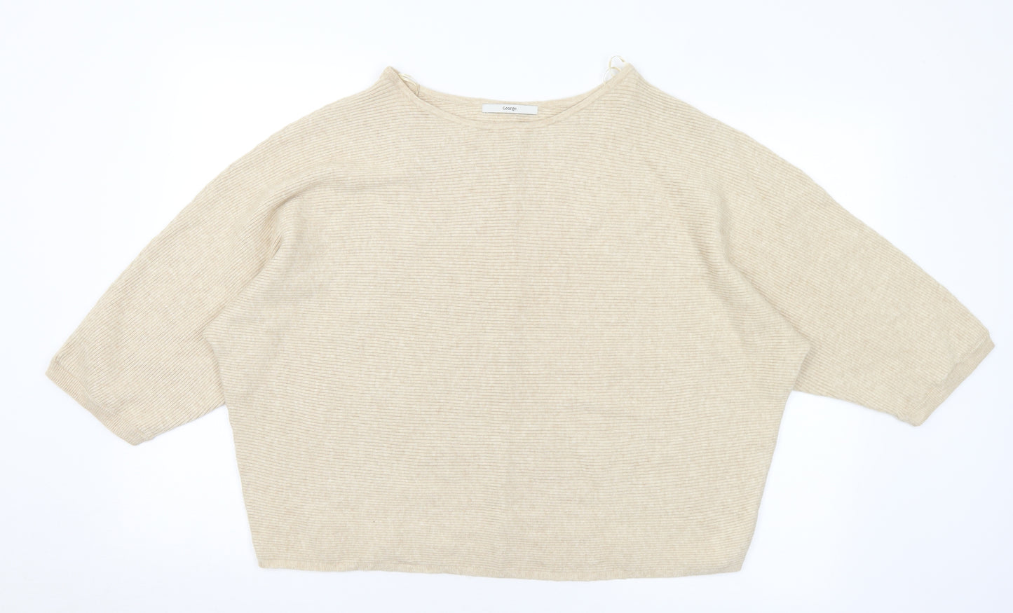 George Womens Beige Boat Neck Viscose Pullover Jumper Size 20 - 20-22