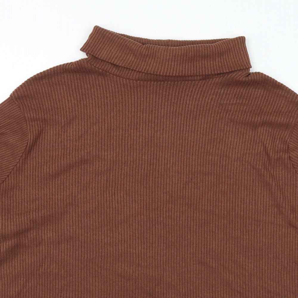 George Womens Brown Roll Neck Viscose Pullover Jumper Size 24