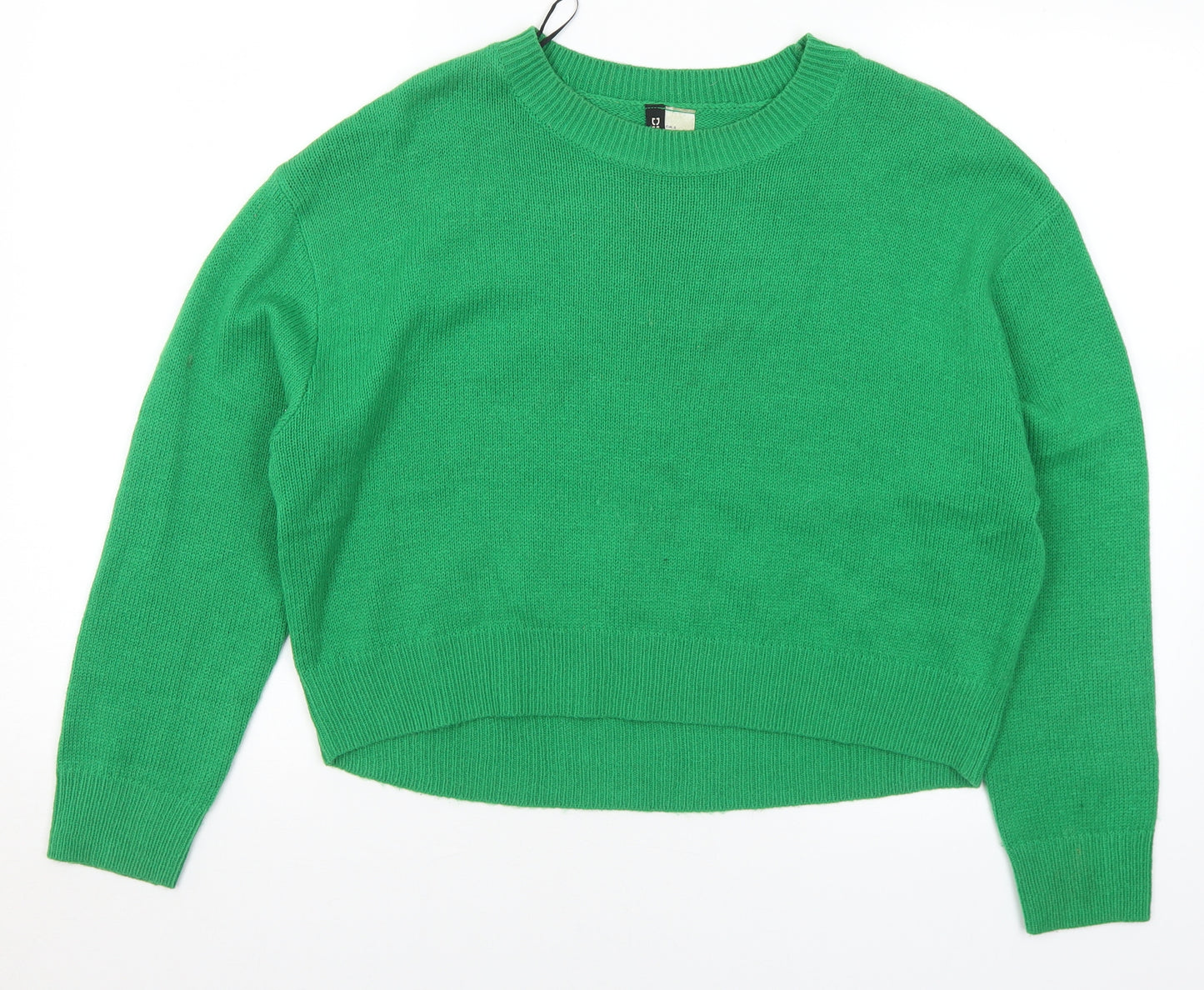 Divided Womens Green Round Neck Acrylic Pullover Jumper Size S
