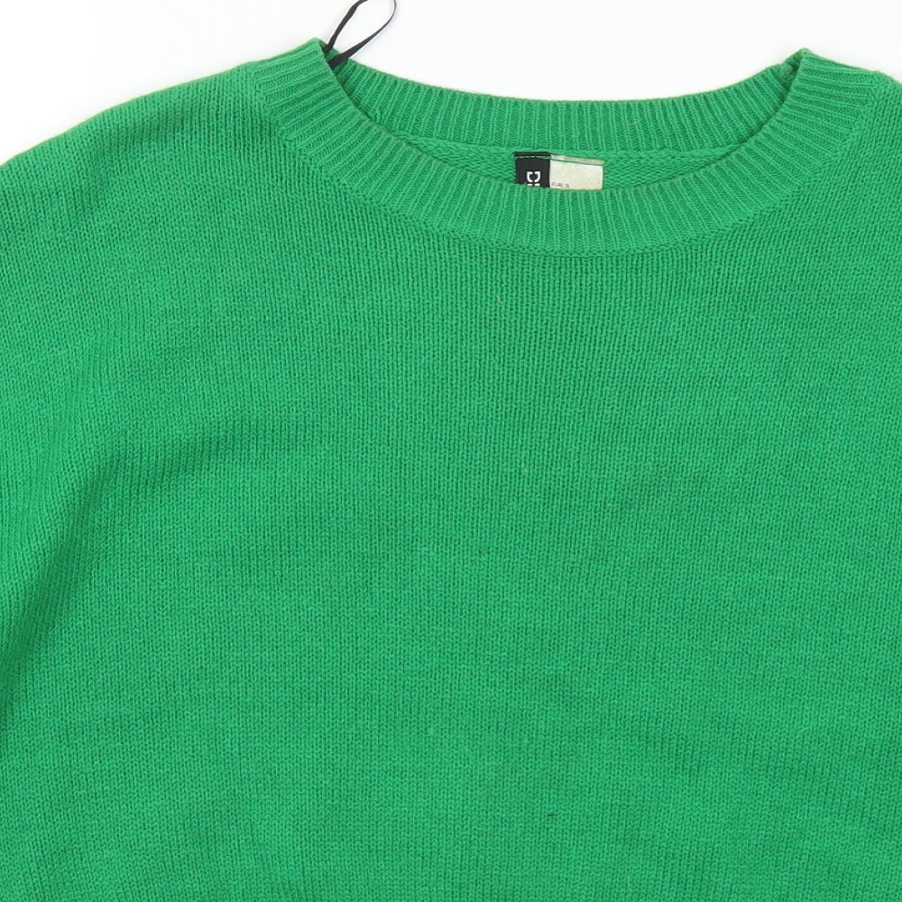 Divided Womens Green Round Neck Acrylic Pullover Jumper Size S