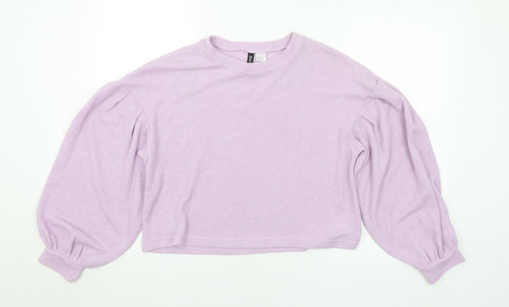 Divided Womens Purple Crew Neck Polyester Pullover Jumper Size S